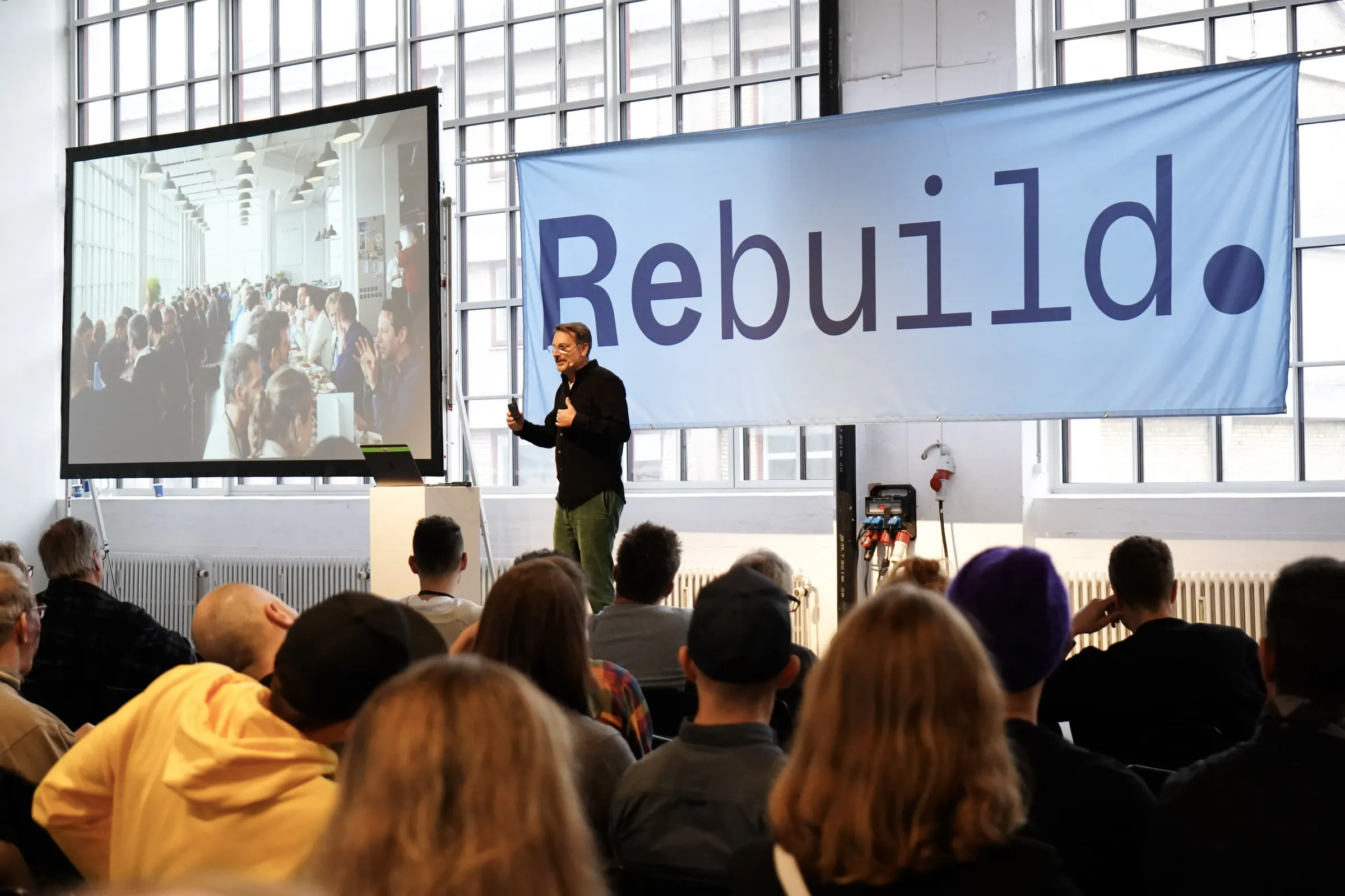 Felix Petersen on stage at Rebuild 1.